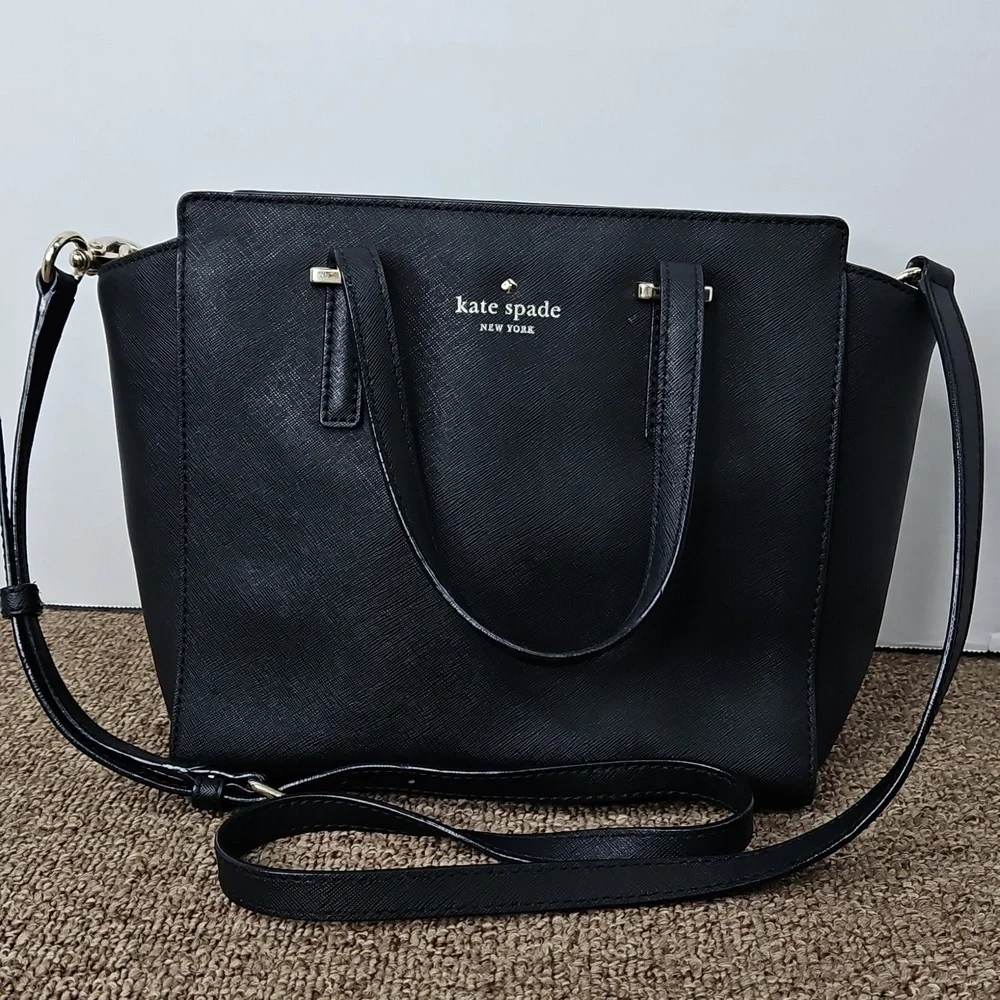 Kate Spade Hayden Black Peddle Leather Bag 2 Way Bag 9x9